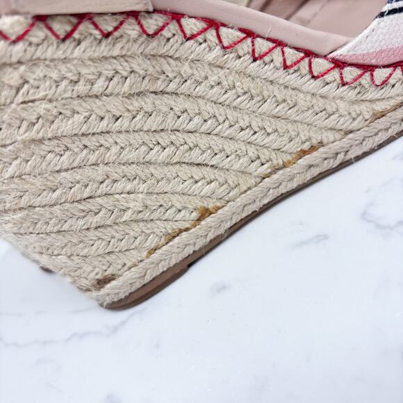 Kate Spade Jane Wedge Size 10 Berber Stripe Espadrille Wedge Heel Bow Tie - Picture 6 of 12